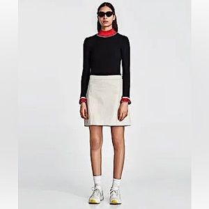 Zara Faux leather skirt Cream color